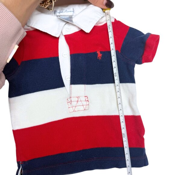 Ralph Lauren Baby Polo Shirt 3M Red White Navy Stripes – Toddler / Infant - Picture 4 of 11